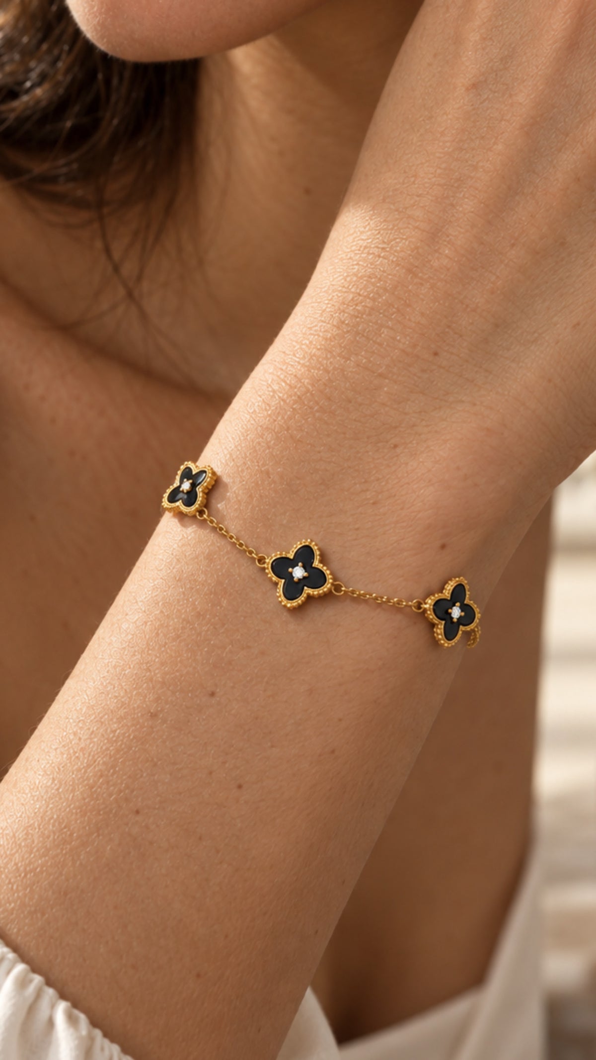 Bracelet multi-trèfles noirs