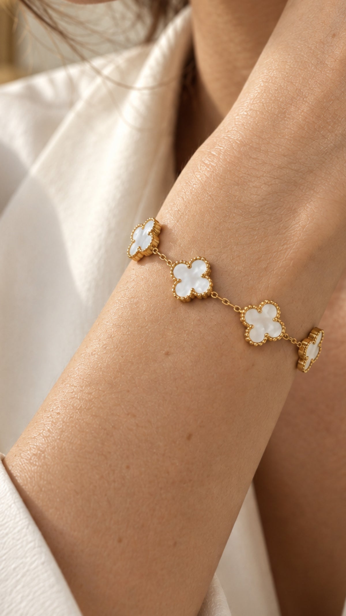 Bracelet trèfles blancs